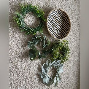 Decorative Wreaths and Patterned Basket